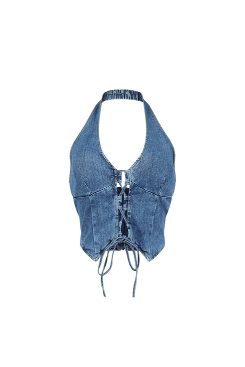 Vivienne Denim Lace Up Vest