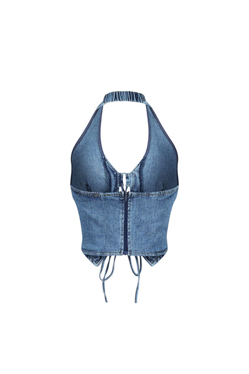 Vivienne Denim Lace Up Vest