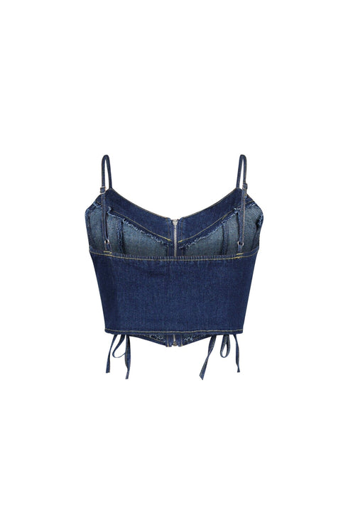 Sidekick Lace Up Denim Bustier Top