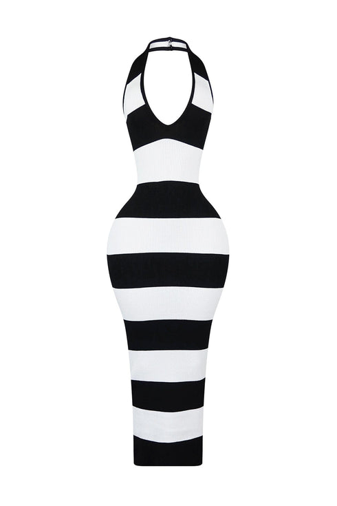 New Era Ribbed Knit Color Block Maxi Dress
