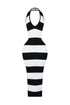 New Era Ribbed Knit Color Block Maxi Dress