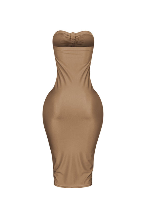 Tube Roll Cutout Midi Dress