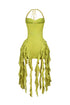Rumba Mesh Ruffled Halter Dress