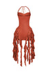 Rumba Mesh Ruffled Halter Dress