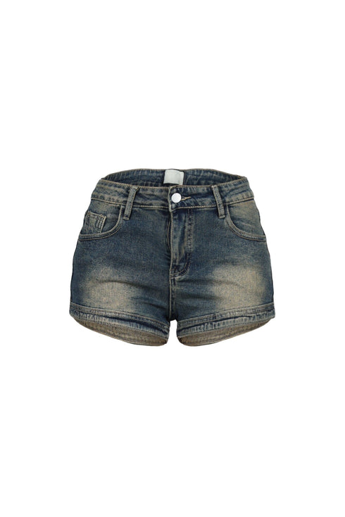 Z-Back Washed Denim Micro Shorts