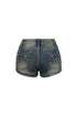 Z-Back Washed Denim Micro Shorts
