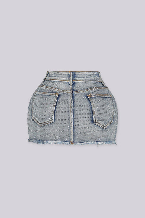 Opulent Glam denim Mini Skirt