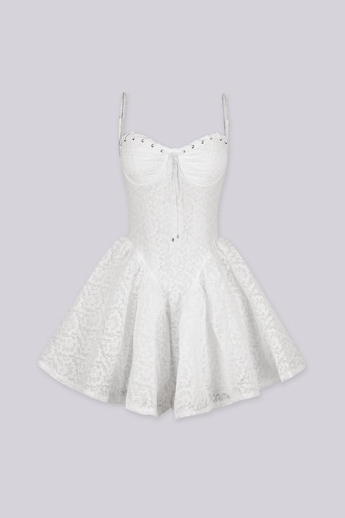 Santorini Lace Corset Skater Mini Dress