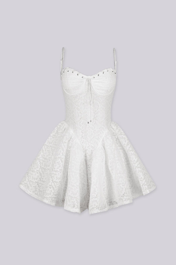 Santorini Lace Corset Skater Mini Dress