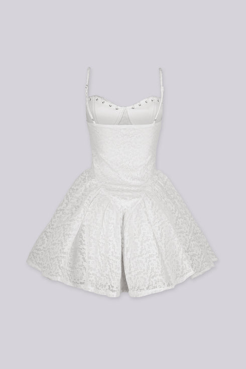 Santorini Lace Corset Skater Mini Dress