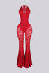 Flamenco Lace Halter Top & Flare Pants SET