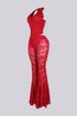 Flamenco Lace Halter Top & Flare Pants SET