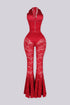 Flamenco Lace Halter Top & Flare Pants SET