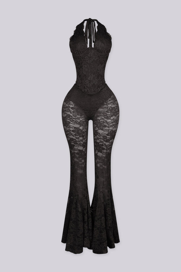 Flamenco Lace Halter Top & Flare Pants SET