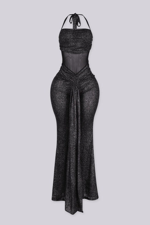 Glitterati Sheer Corset Halter Jumpsuit