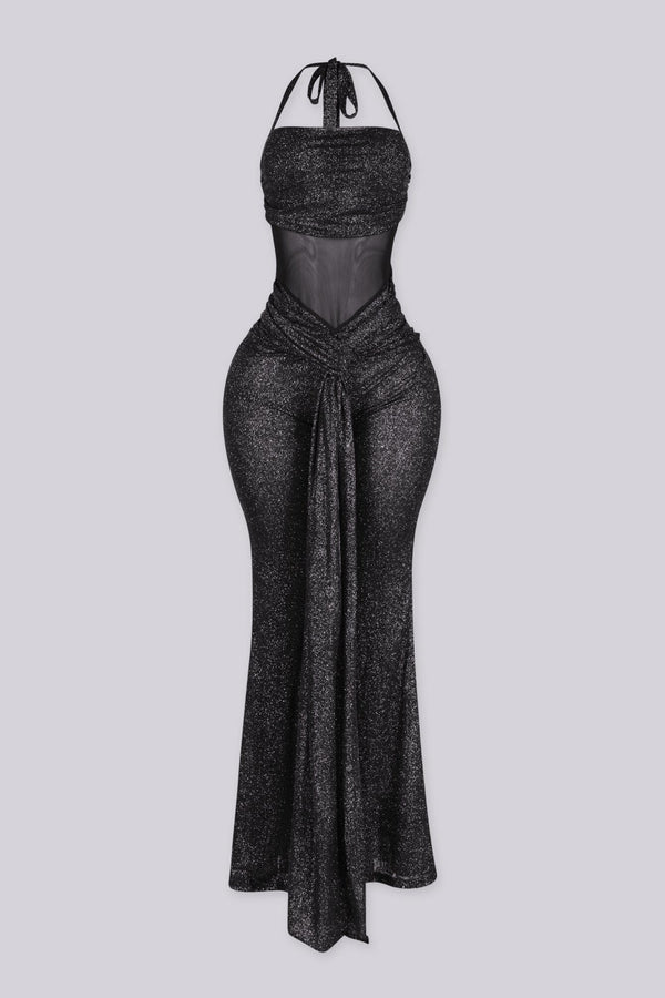 Glitterati Sheer Corset Halter Jumpsuit