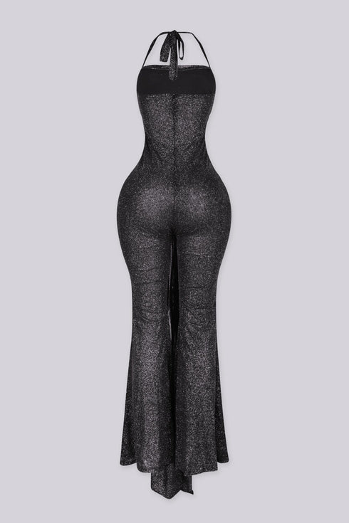 Glitterati Sheer Corset Halter Jumpsuit