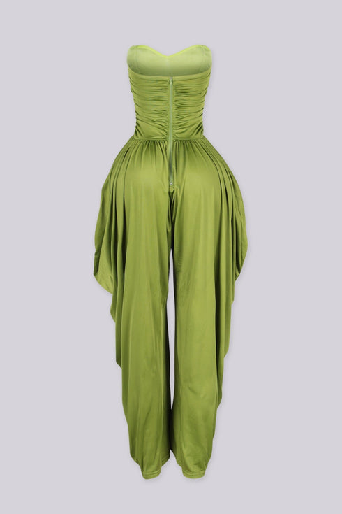 Harem Draped Strapless Jumpsuit