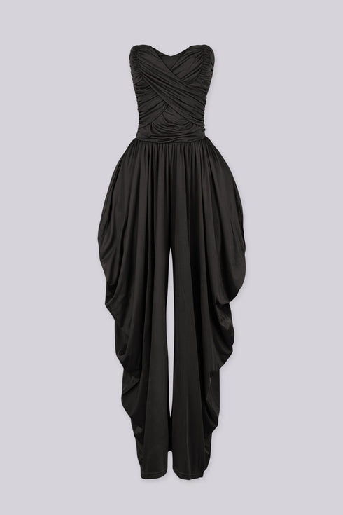 Harem Draped Strapless Jumpsuit