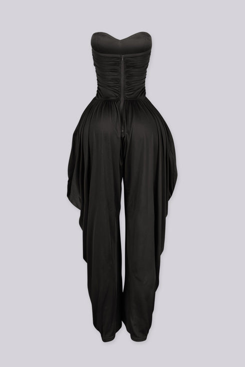 Harem Draped Strapless Jumpsuit