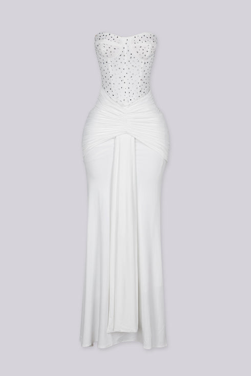 Snow Crystal Sweetheart Maxi Dress