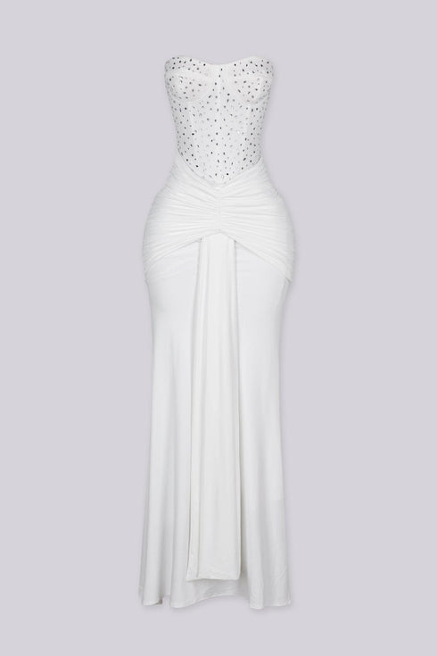 Snow Crystal Sweetheart Maxi Dress