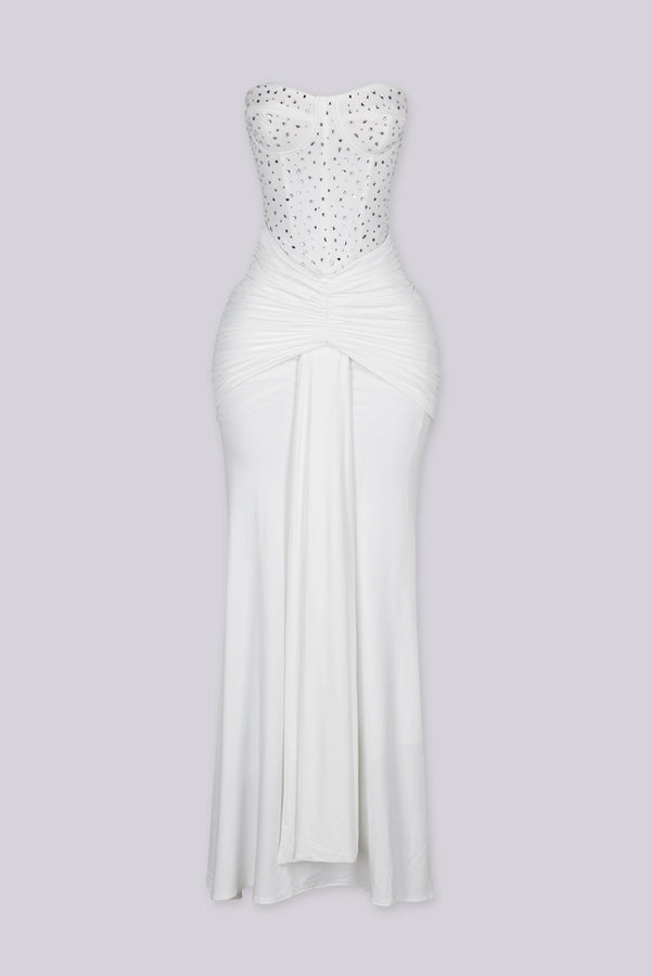 Snow Crystal Sweetheart Maxi Dress