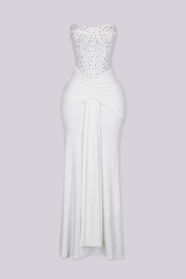 Snow Crystal Sweetheart Maxi Dress