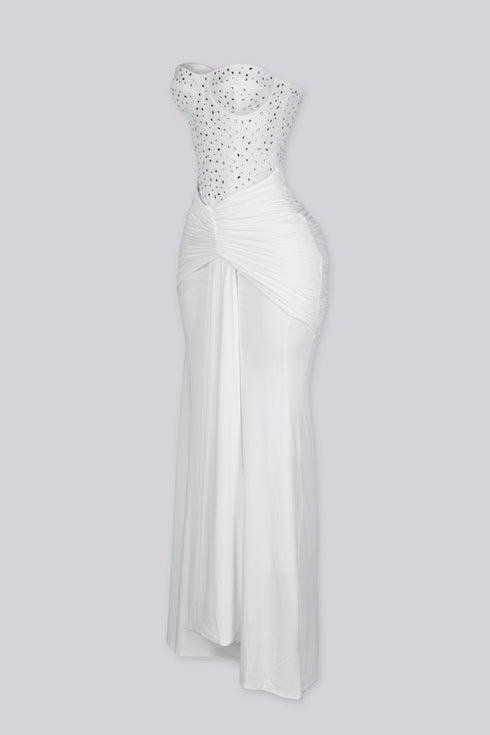 Snow Crystal Sweetheart Maxi Dress