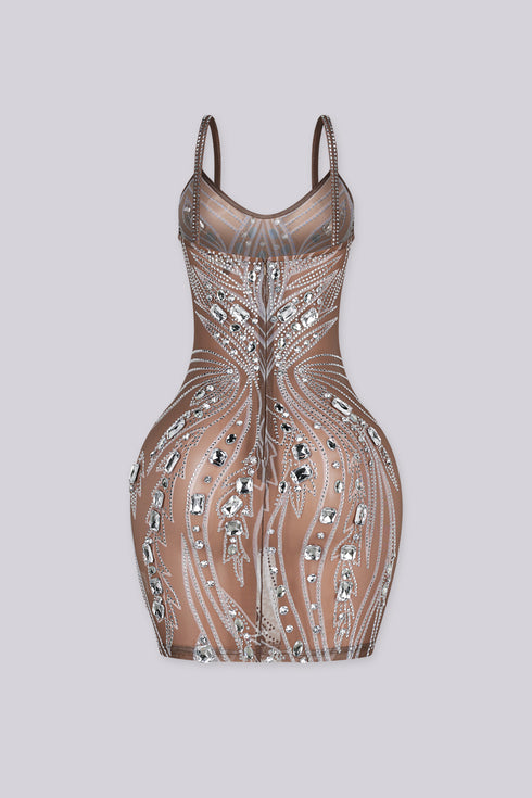 Crystaline Rhinestone Embellished Mini Dress