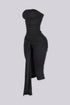 Knotted Ruched Strapless Jumpsuit