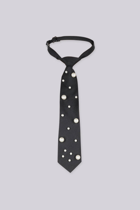 Coco Pearl & Rhinestone Embellished Necktie