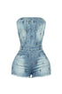 Rock Out Cross Denim Tube Romper