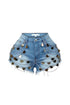 Stormi Heart & Chain Draped Denim Shorts
