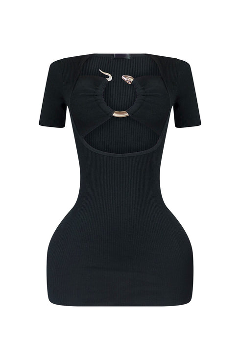 Slither Snake Trim Cut Out Mini Dress