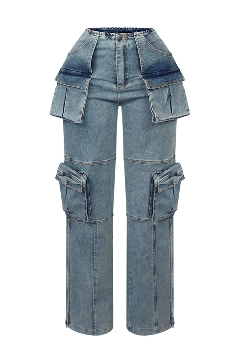 Beck Washed Denim Cargo Jeans