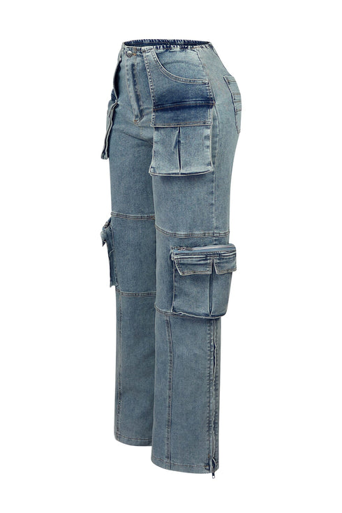 Beck Washed Denim Cargo Jeans