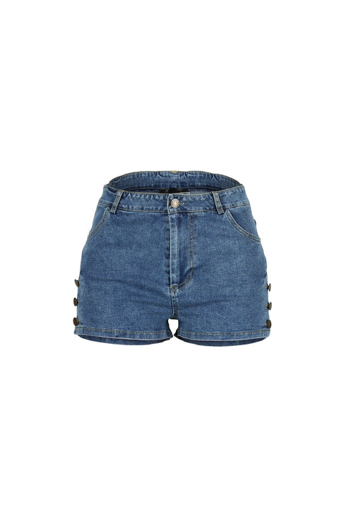Button Edge Denim Shorts