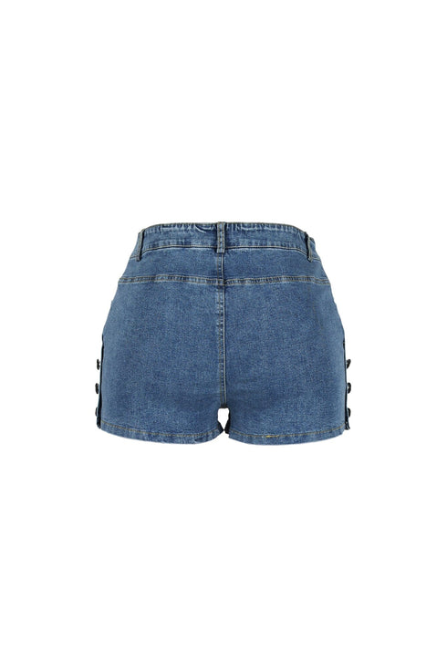 Button Edge Denim Shorts