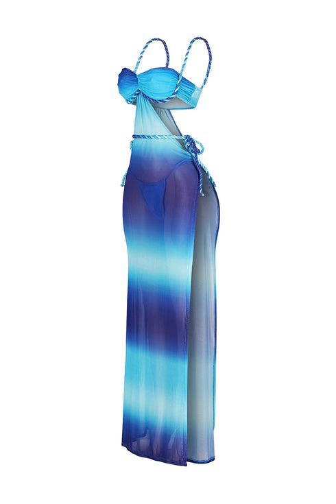 Tulum Mesh Print Rope Maxi Dress