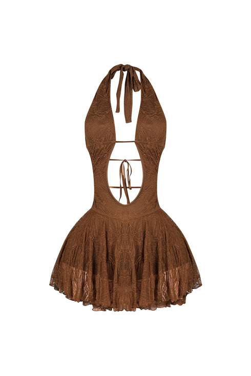 Zurich Lace Halter Micro Dress