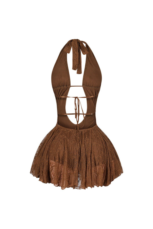 Zurich Lace Halter Micro Dress