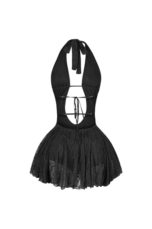 Zurich Lace Halter Micro Dress