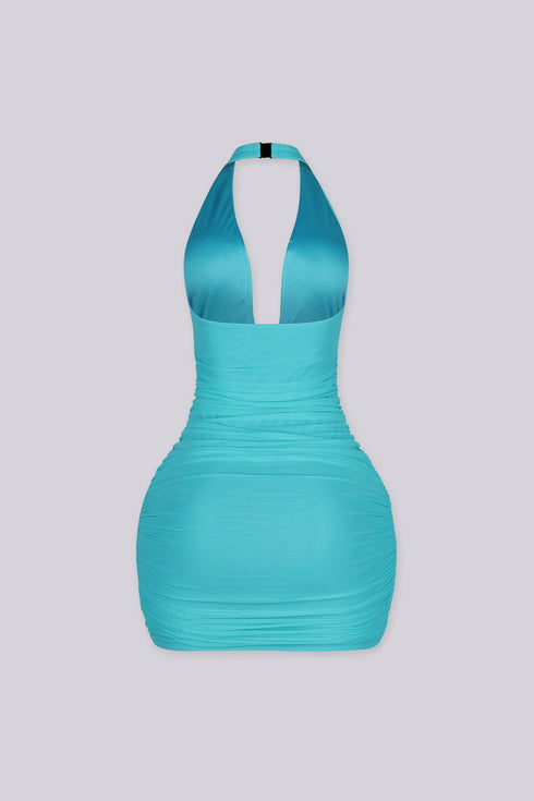 Theodora Sculpted Halter Mini Dress