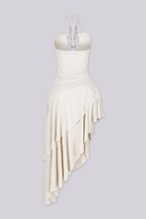 Morocco Ring Detail Asymmetric Midi Dress