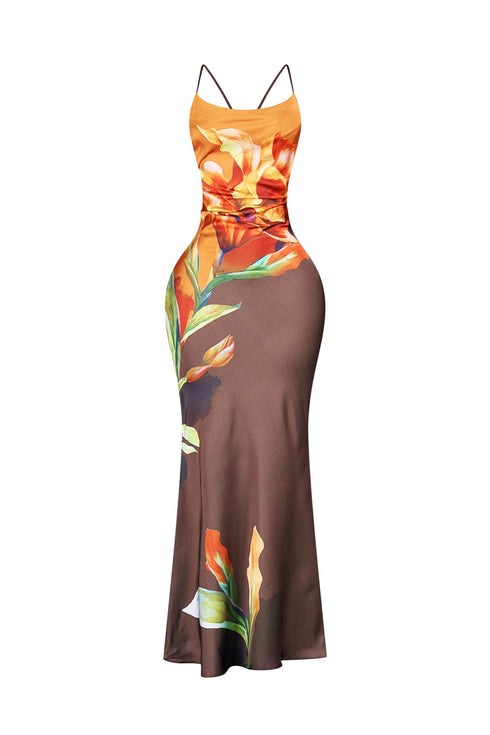 Fluid Bias Cut Satin Tank Maxi Dress