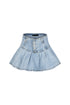 Casually Pleated Denim Mini Skirt