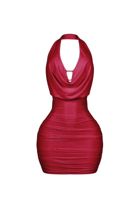 Opal Glow Lace Up Halter Mini Dress