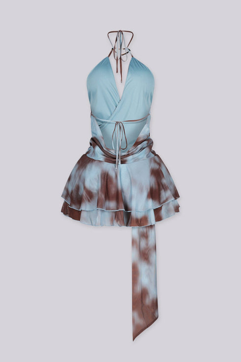 Mirage Tie Dye Ruffle Mini Dress