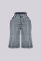Opulent Rhinestone Denim Bermuda Shorts